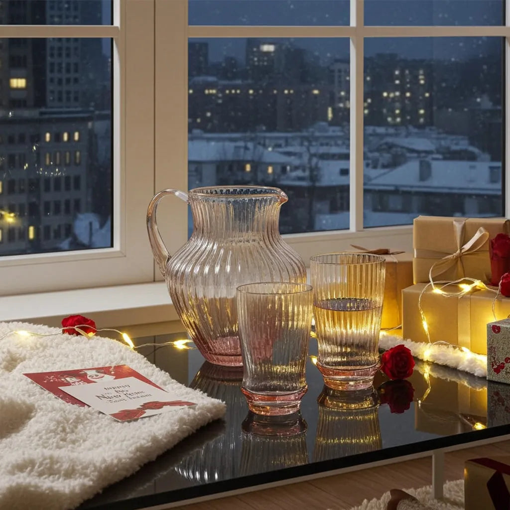 Kristallglas Set Krug und Gläser mundgeblasen, OertelCrystal