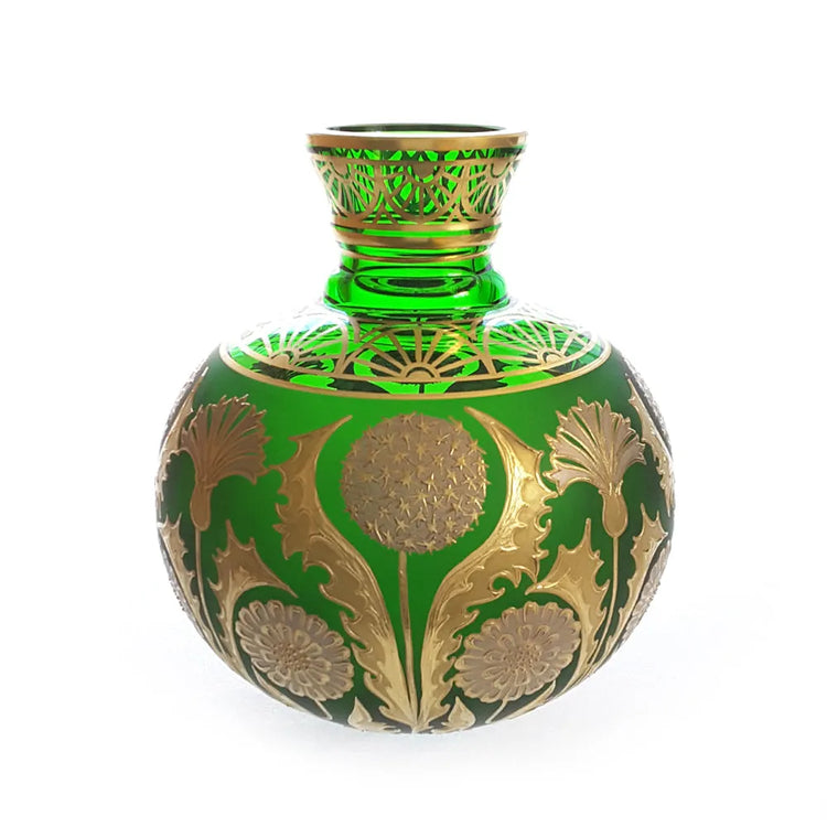 Kristallvase grün mit Gold