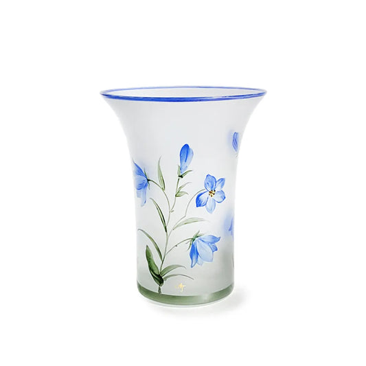 Glas mit Glockenblumen bemalt