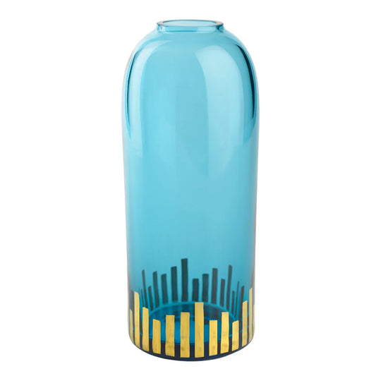 Hellblaue Zweigvase mit Golddekoration