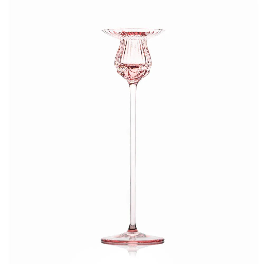 rosa Glas Kerzenhalter von OertelCrystal
