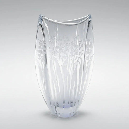 große Kristallvase mit Maiglöckchenmotiv